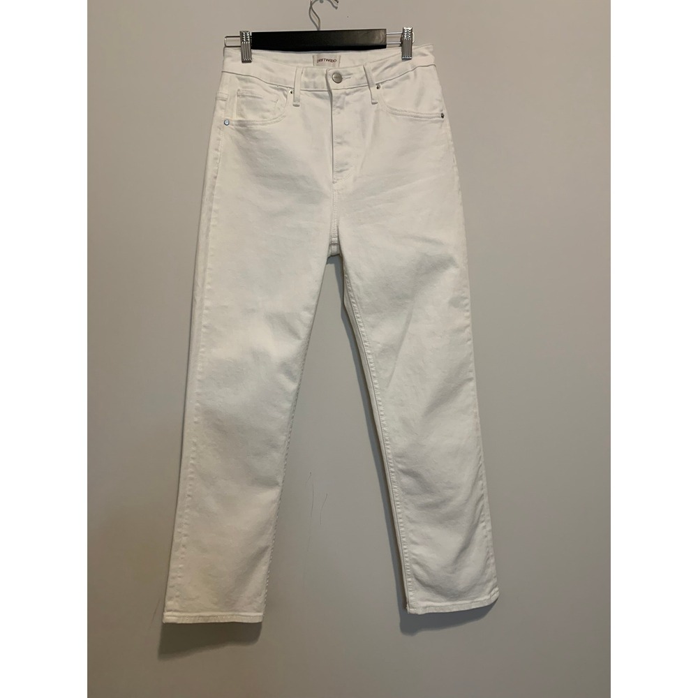 Driftwood Stella White High Rise Straight Leg Jeans Cotton Stretch 27